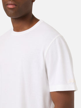 Weißes Orson T-Shirt aus Baumwollkrepp mit gesticktem Logo 