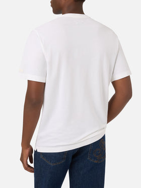 Weißes Orson T-Shirt aus Baumwollkrepp mit gesticktem Logo 
