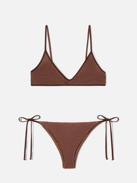 Paloma Marielle brown crinkle bralette bikini