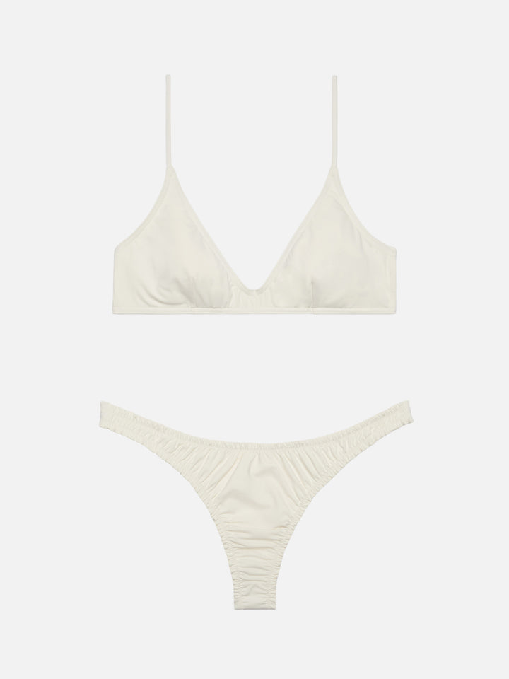 Nalu cream cheekiest swim briefs - Paloma cream scoop bralette