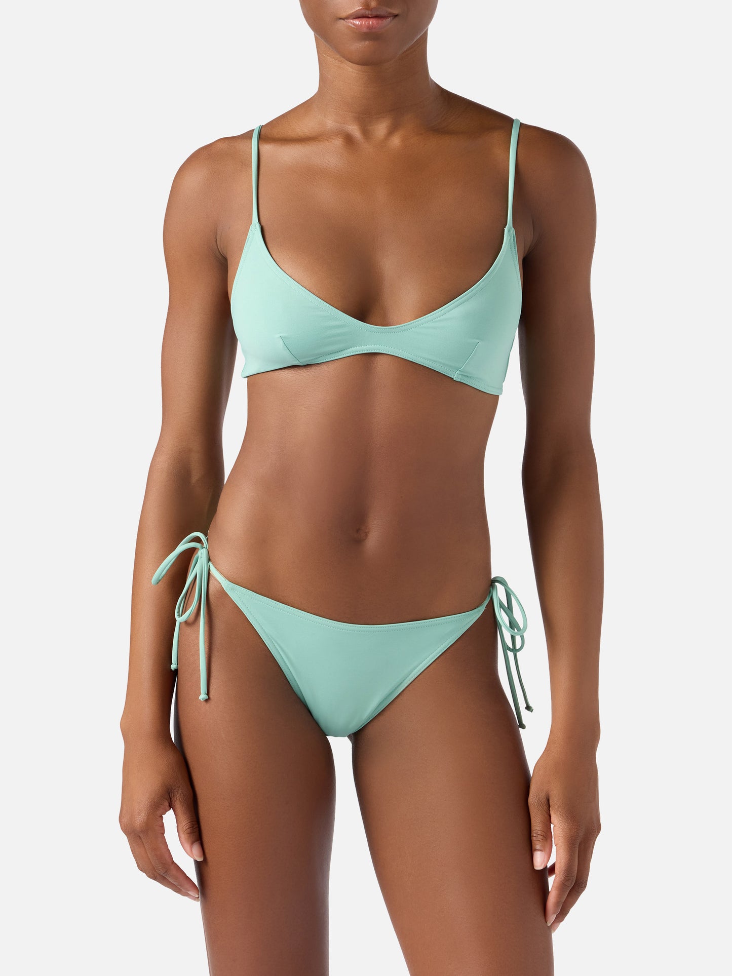 Bikini brassière Paloma Marielle vert sauge avec liens à nouer 