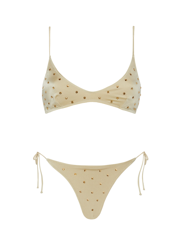 Gold bralette bikini Paloma Marielle with rhinestone embellishment - MC2 Saint Barth