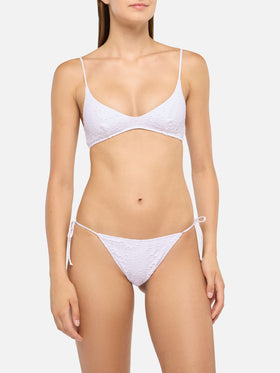 Bralette scollata in Sangallo bianco Paloma - Marielle slip mare classico in pizzo Sangallo bianco