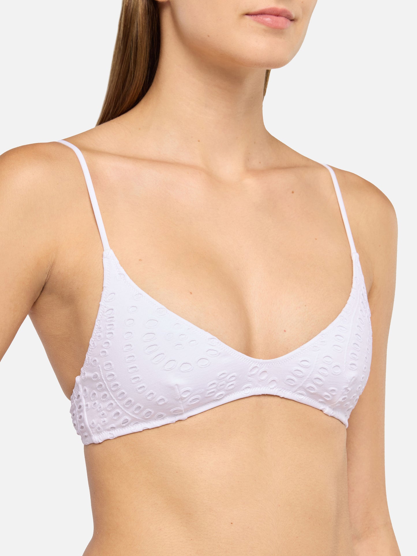 Bralette scollata in Sangallo bianco Paloma - Marielle slip mare classico in pizzo Sangallo bianco