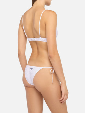 Bralette scollata in Sangallo bianco Paloma - Marielle slip mare classico in pizzo Sangallo bianco