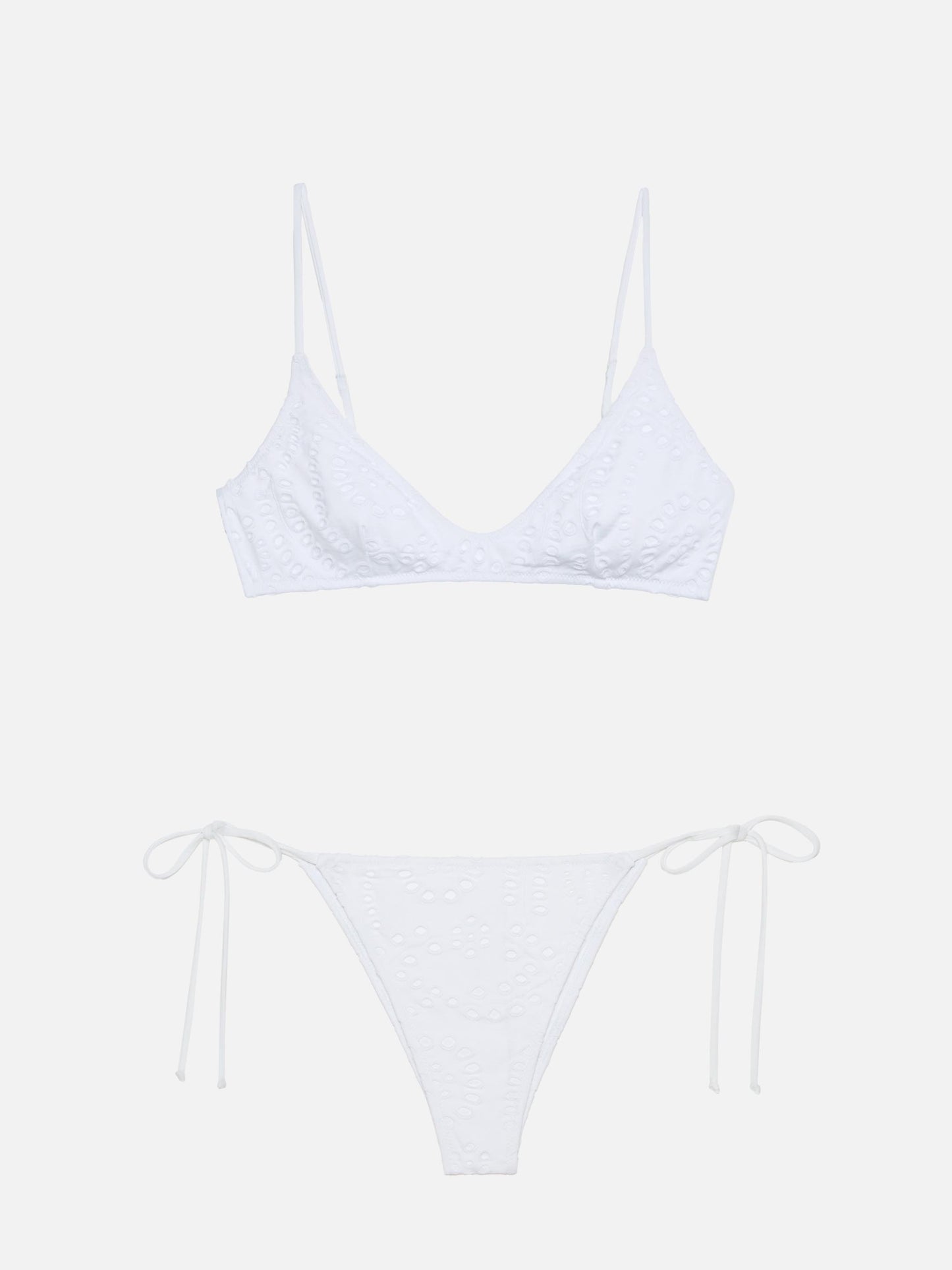 Bralette scollata in Sangallo bianco Paloma - Marielle slip mare classico in pizzo Sangallo bianco
