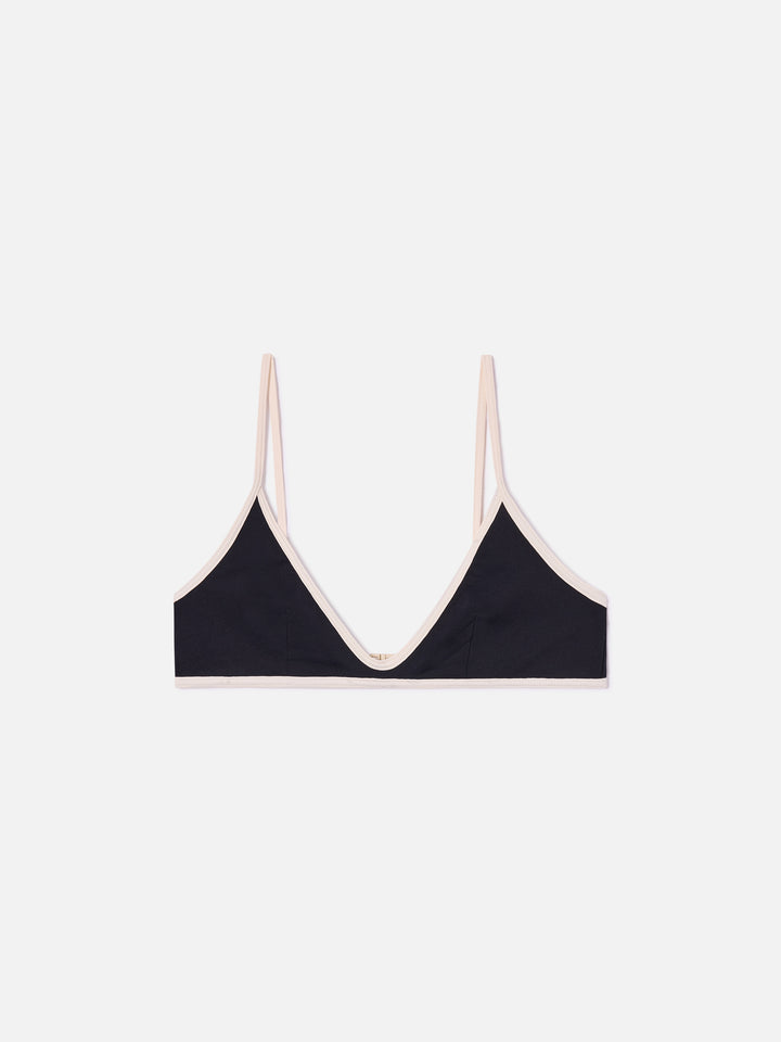 Haut de bikini brassière Paloma à liens en noir avec finitions contrastées 