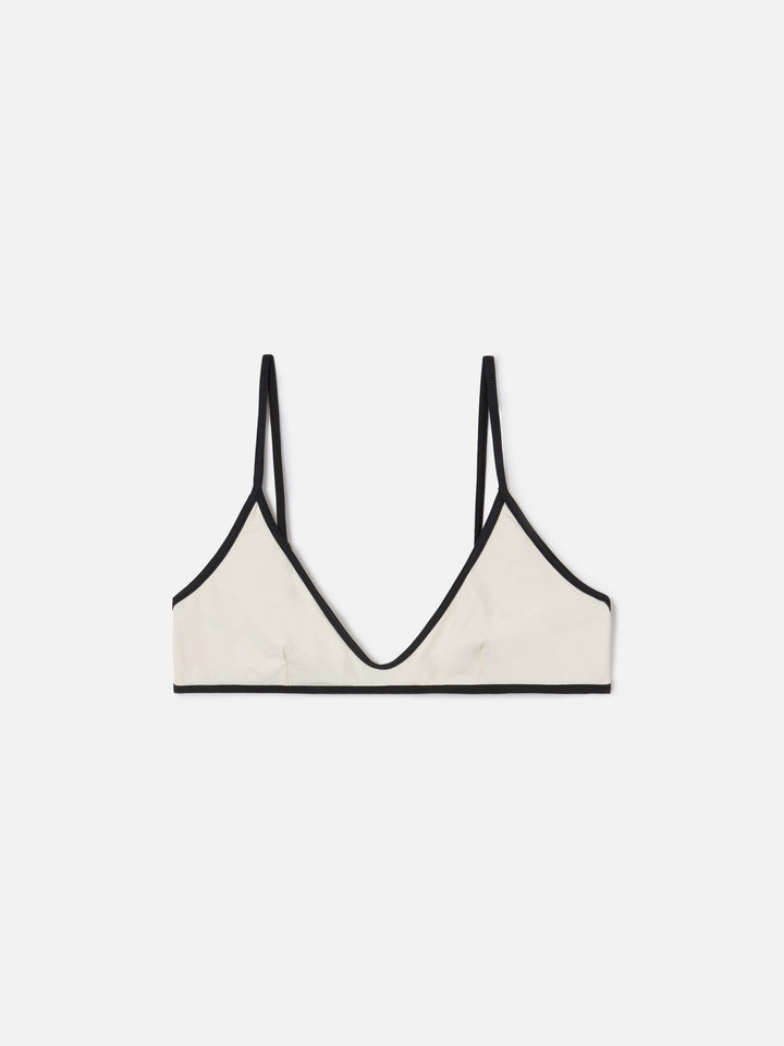 Top bikini Paloma String bralette panna con profili a contrasto