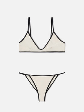 Paloma Zephire String cream bikini with contrast trims