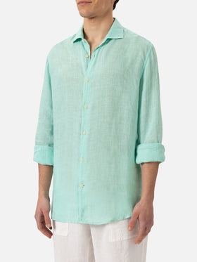 Sage green linen shirt Pamplona - MC2 Saint Barth
