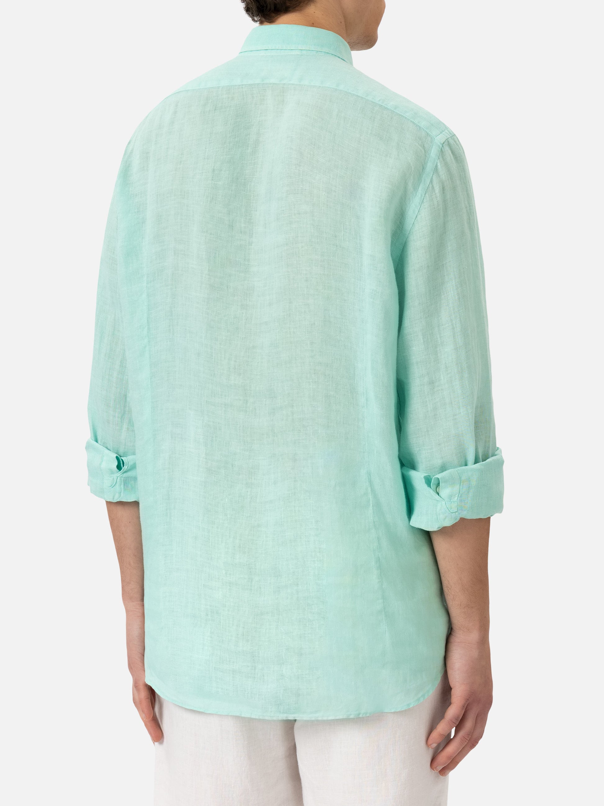 Sage green linen shirt Pamplona - MC2 Saint Barth