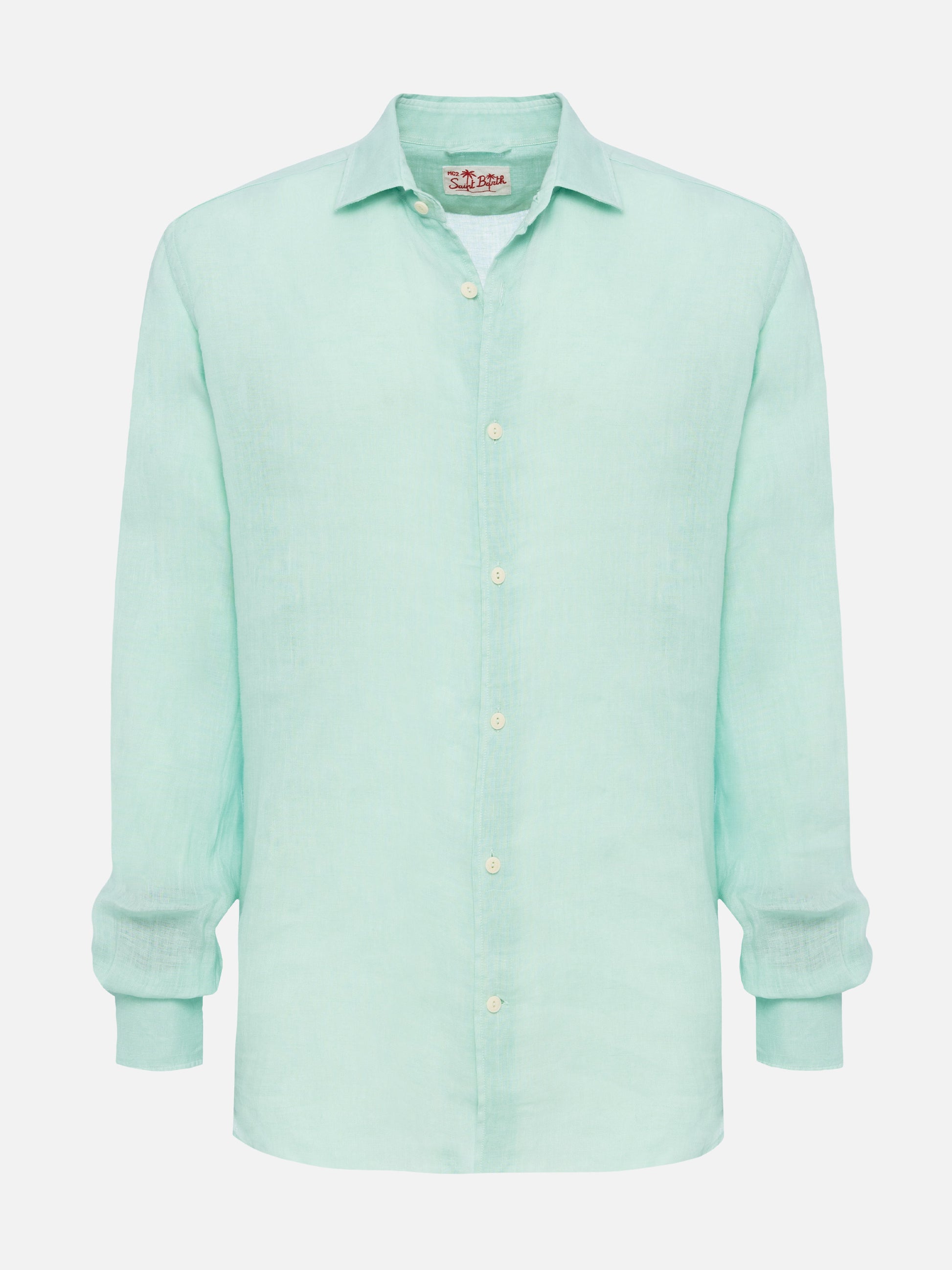 Sage green linen shirt Pamplona - MC2 Saint Barth