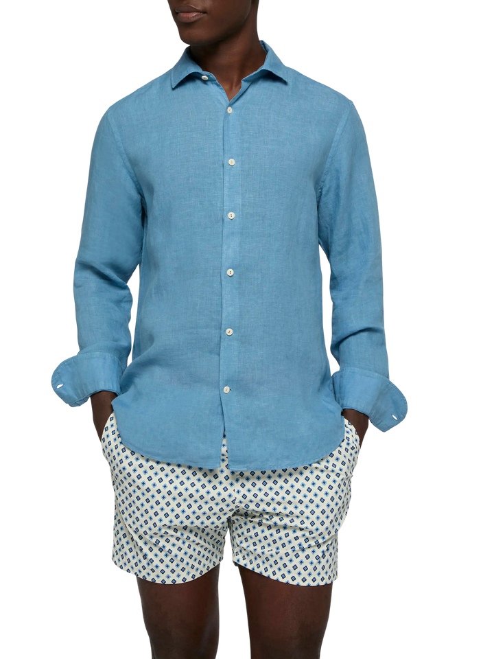 Dusty blue linen shirt Pamplona - MC2 Saint Barth