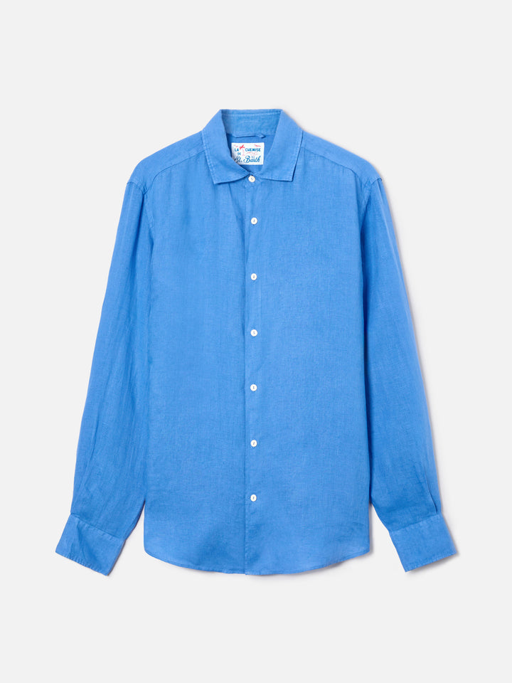 Blue Pamplona shirt in pure linen