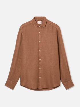 Man brown linen Pamplona shirt