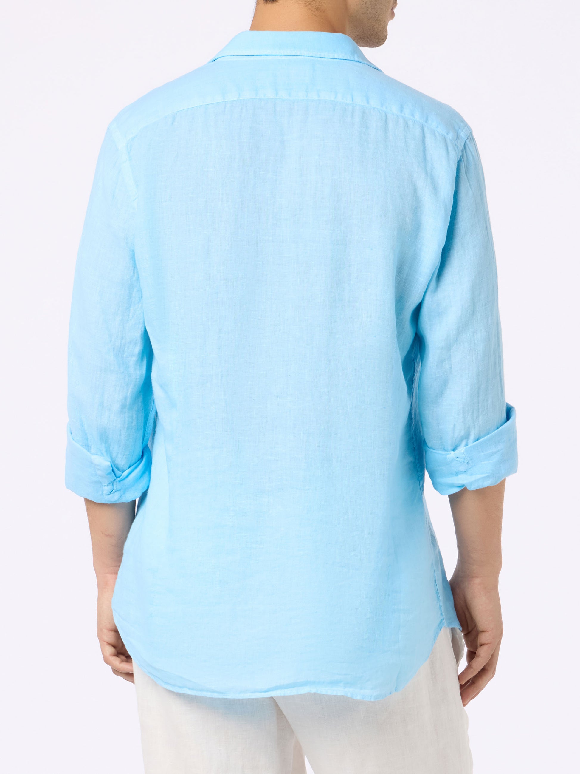 Man light blue linen shirt Pamplona - MC2 Saint Barth