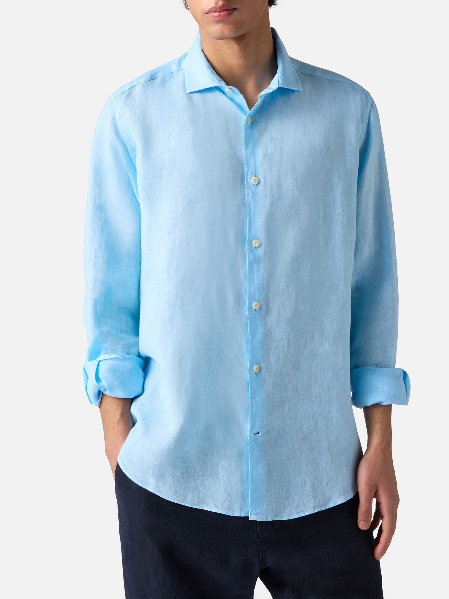 Man light blue linen shirt Pamplona