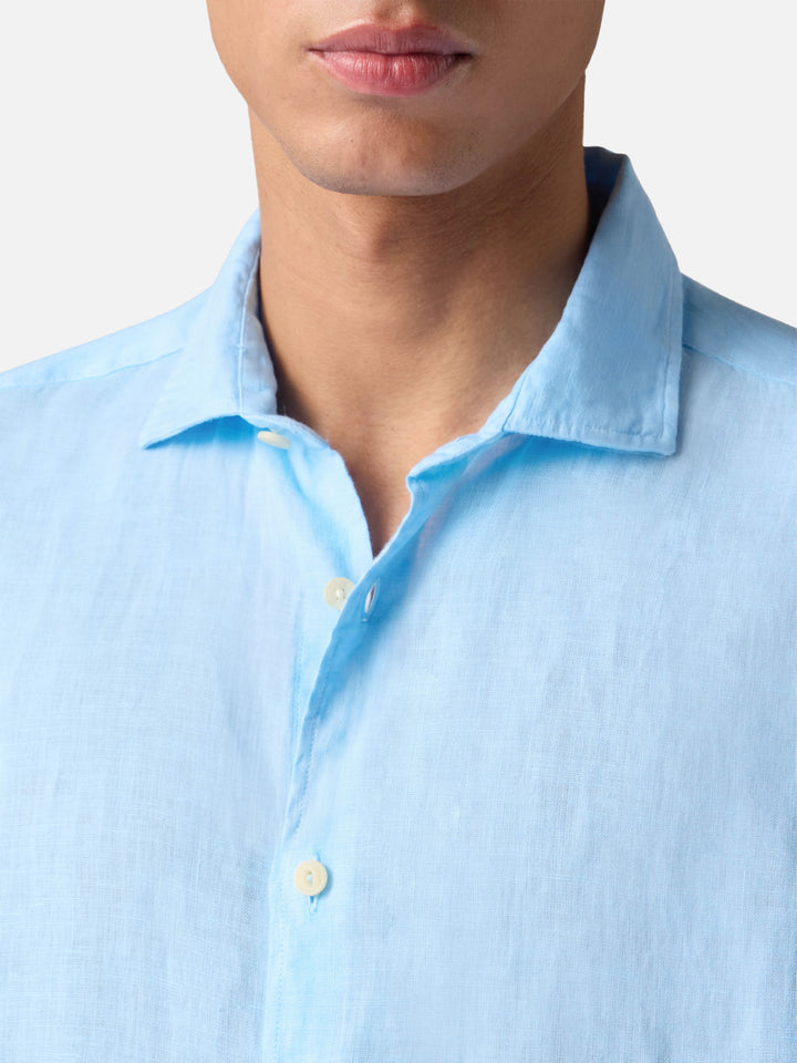 Camicia Pamplona in lino azzurro chiaro