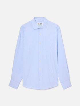Chemise Pamplona à rayures bleu clair en seersucker 