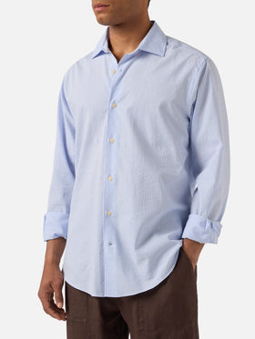 Chemise Pamplona à rayures bleu clair en seersucker 