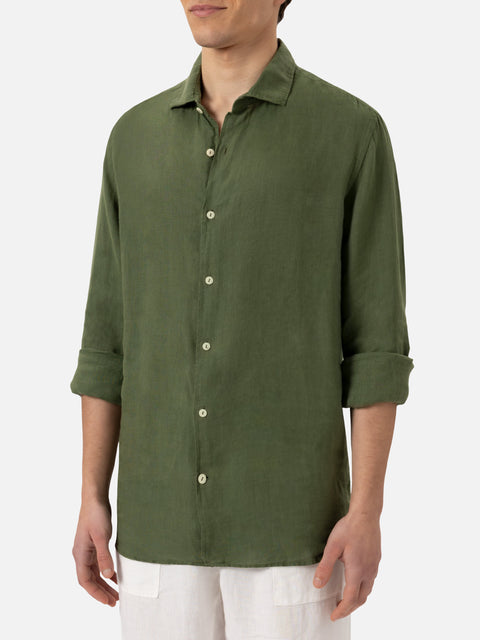 Military green linen shirt Pamplona - MC2 Saint Barth