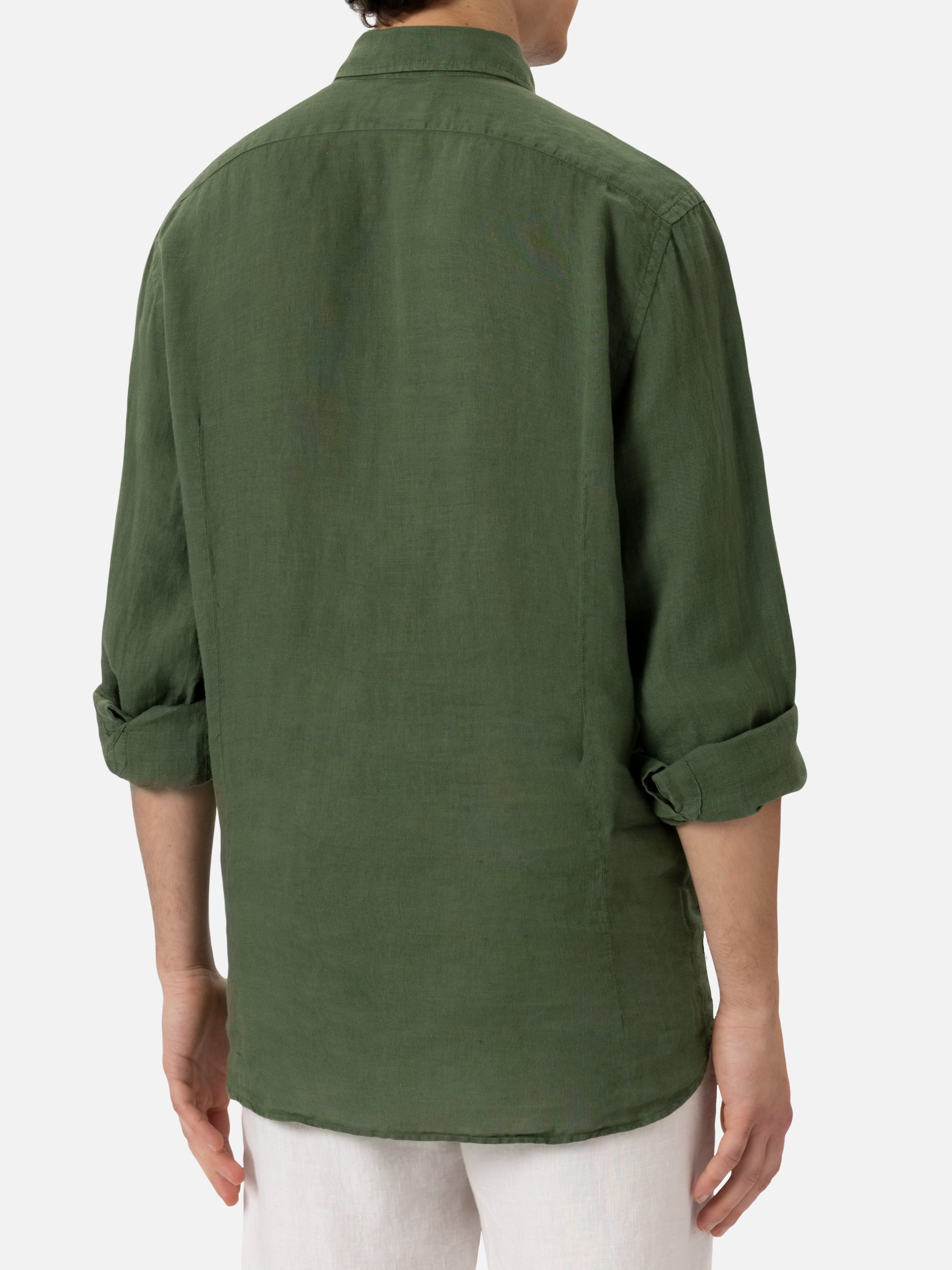 Military green linen shirt Pamplona - MC2 Saint Barth