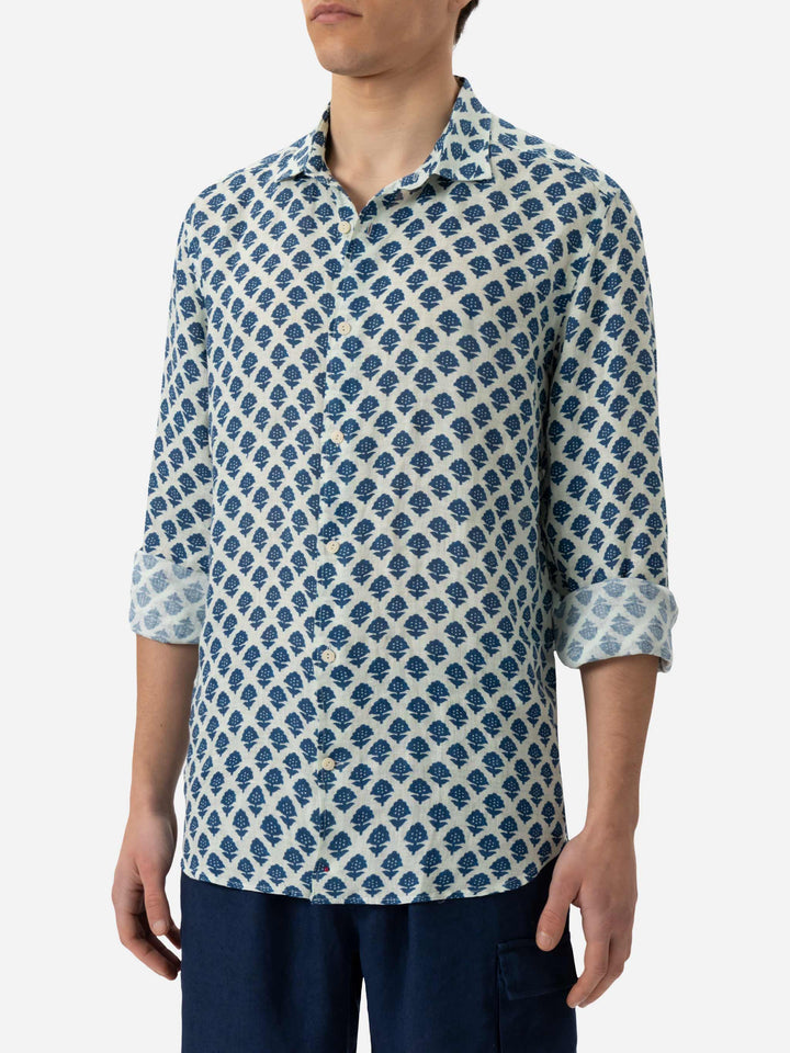 Linen shirt Pamplona with flower print - MC2 Saint Barth