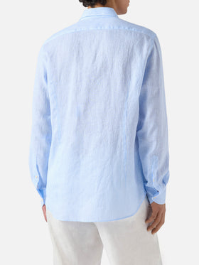 Light blue striped Pamplona shirt in linen