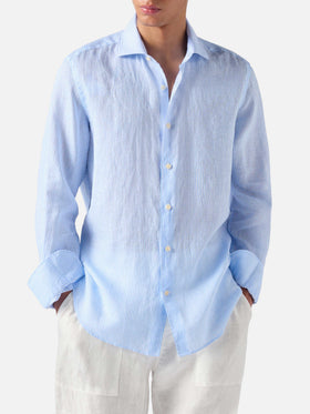 Light blue striped Pamplona shirt in linen