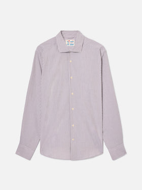 Chemise Pamplona marron à rayures en seersucker 