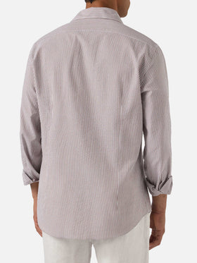 Chemise Pamplona marron à rayures en seersucker 