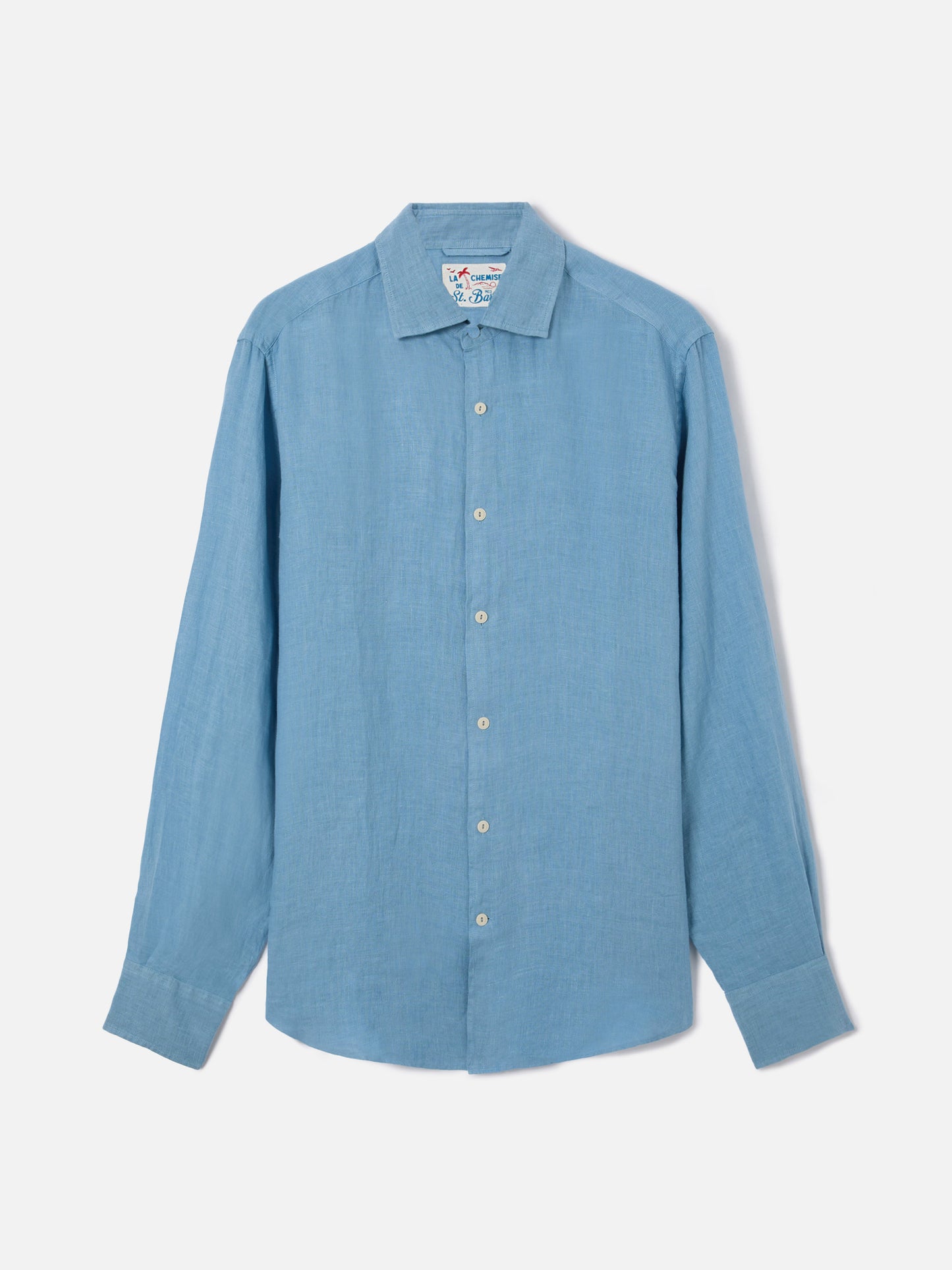 Chemise Pamplona bleu poudré en pur lin 