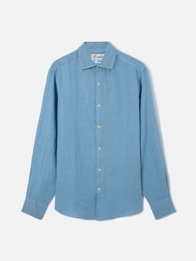 Chemise Pamplona bleu poudré en pur lin 