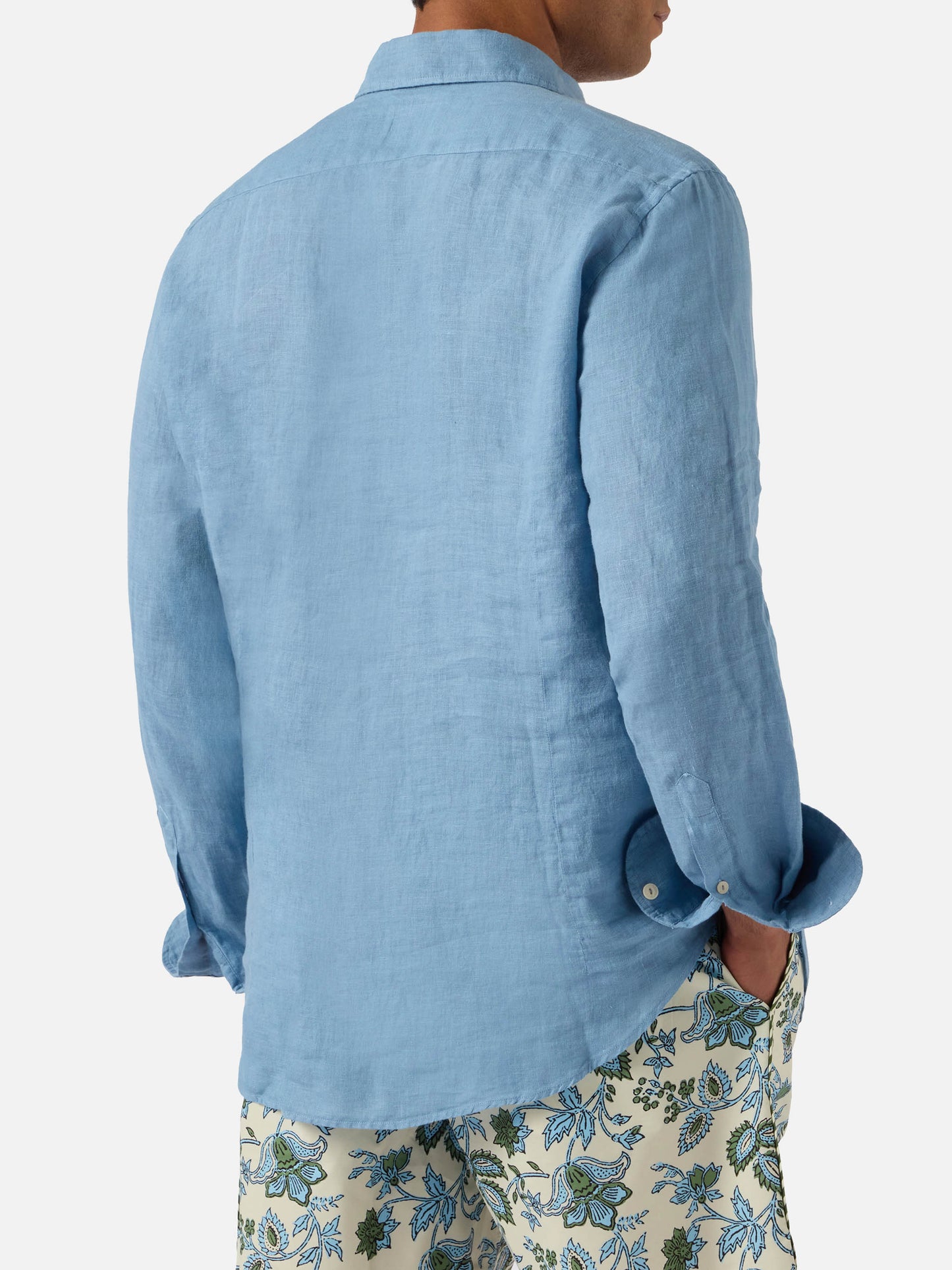 Chemise Pamplona bleu poudré en pur lin 