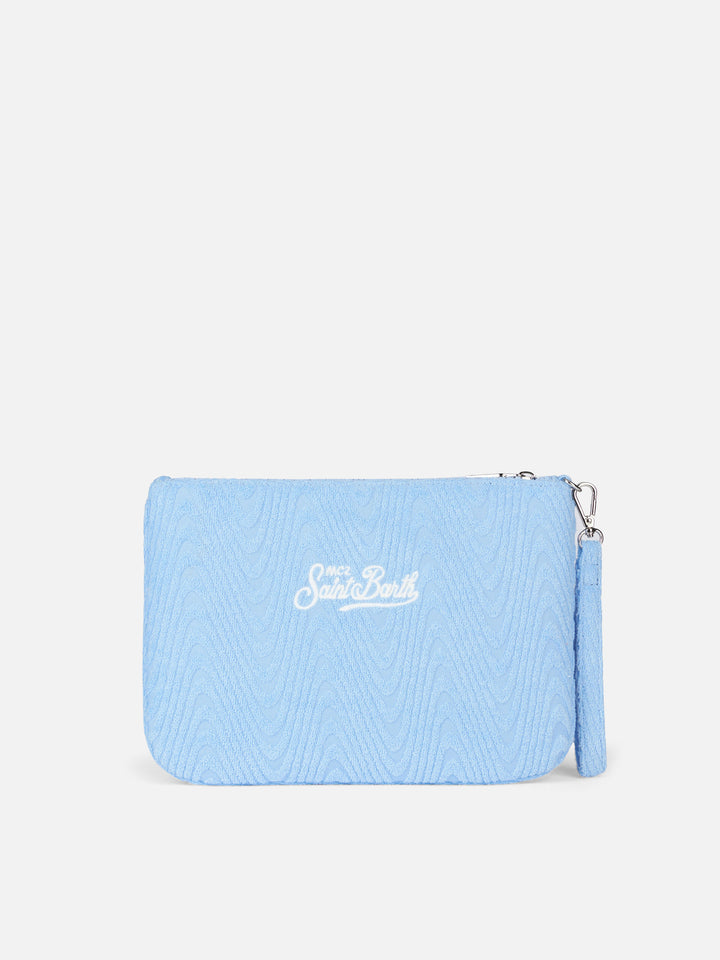 Light blue terry embossed Parisienne Sponge pouch bag - MC2 Saint Barth