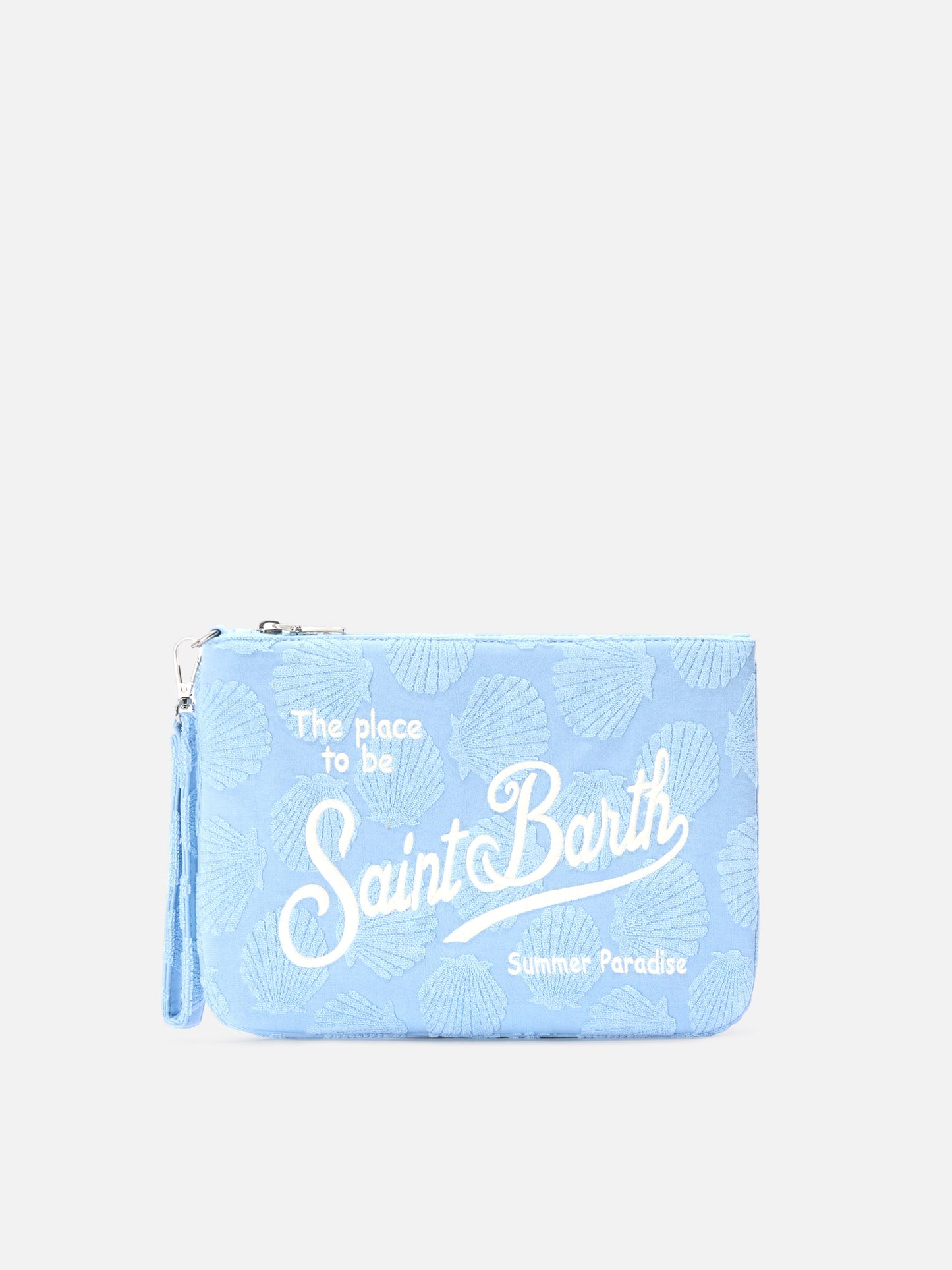 Parisienne Etui in Frottee-Optik mit geprägtem Muschelmuster und abnehmbarem Riemen 