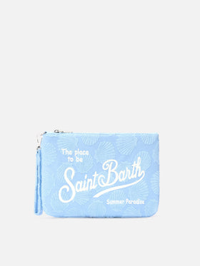 Parisienne Etui in Frottee-Optik mit geprägtem Muschelmuster und abnehmbarem Riemen 