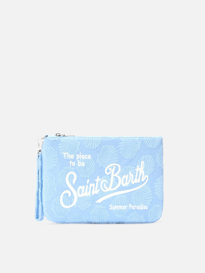 Parisienne Sponge pouch con motivo conchiglie in rilievo e trcolla removibile 