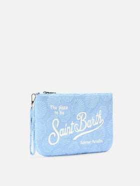 Parisienne Etui in Frottee-Optik mit geprägtem Muschelmuster und abnehmbarem Riemen 