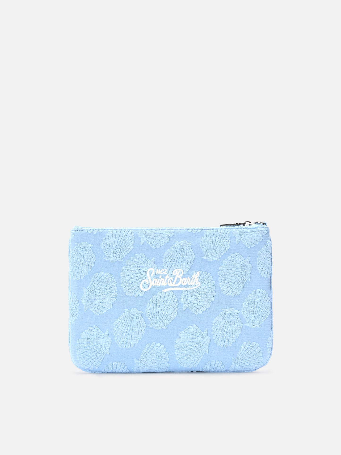 Parisienne Etui in Frottee-Optik mit geprägtem Muschelmuster und abnehmbarem Riemen 