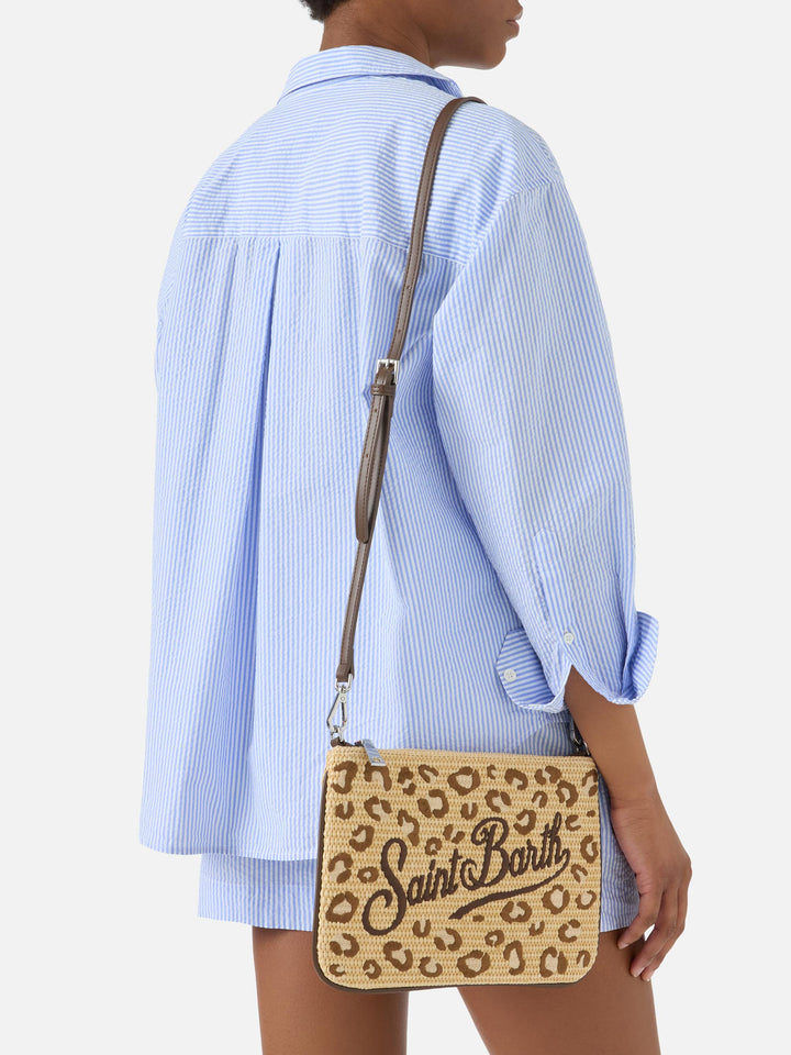 Pochette Parisienne bordada con estampado de leopardo y correa extraíble 