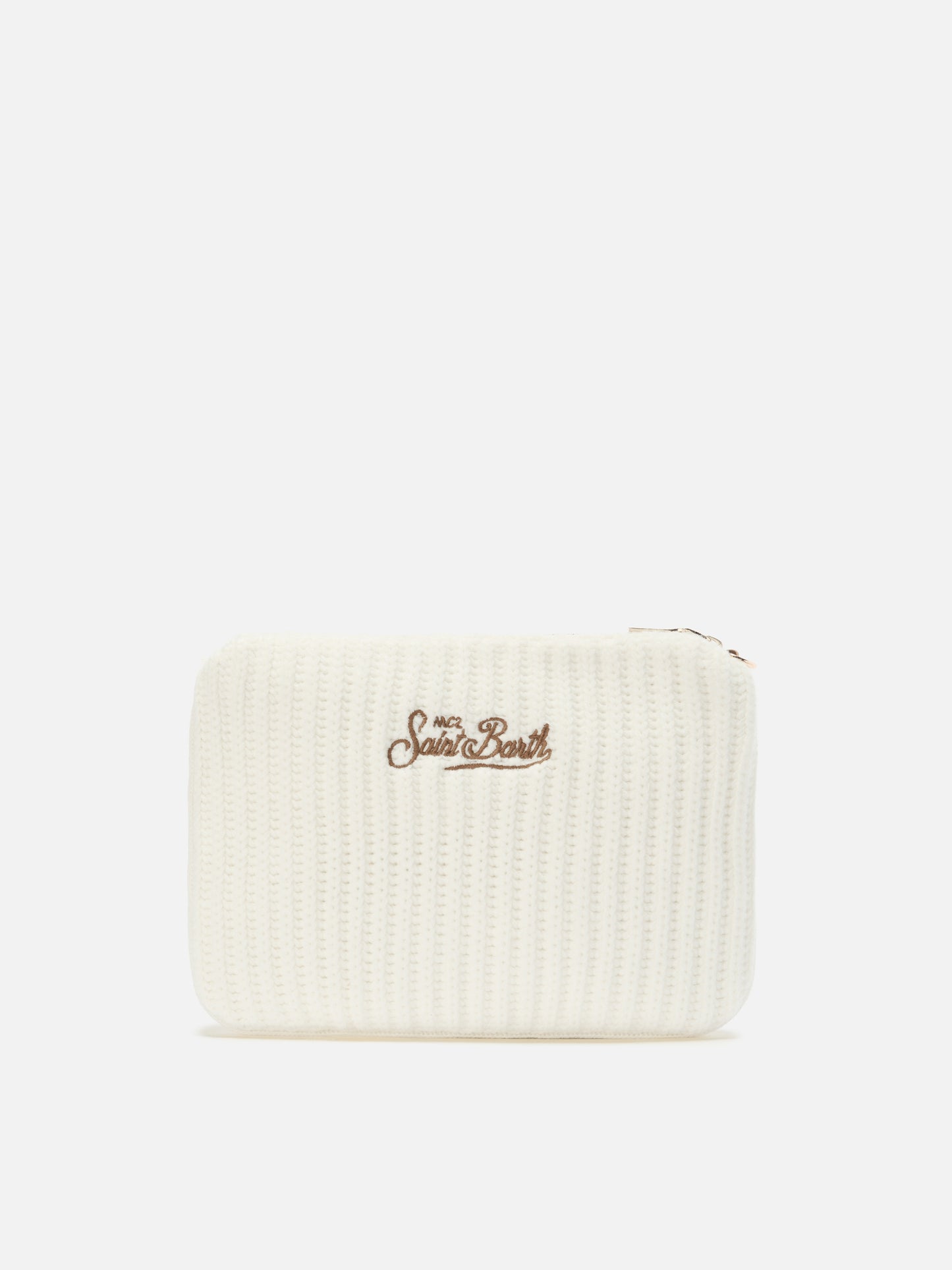 Parisienne Wool Rib Crossbody Bag aus weißem, geripptem Wollmischgewebe