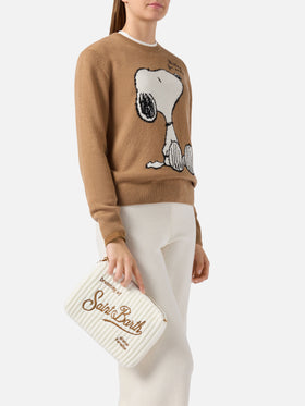 Parisienne Wool Rib Crossbody Bag aus weißem, geripptem Wollmischgewebe