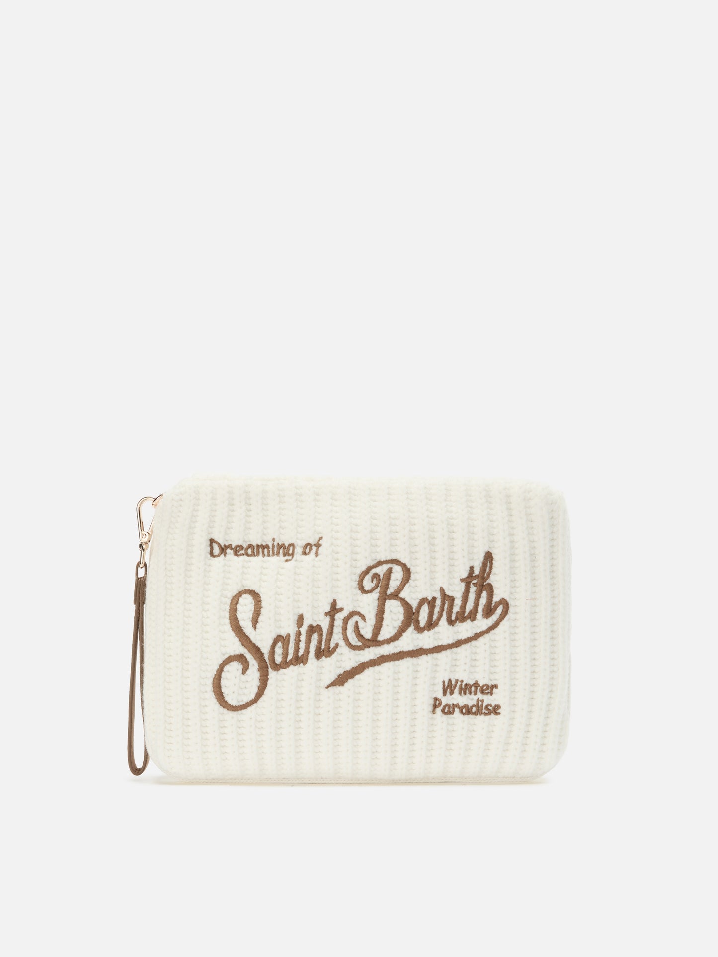 Parisienne Wool Rib Crossbody Bag aus weißem, geripptem Wollmischgewebe