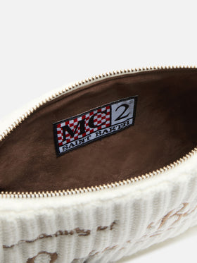 Parisienne Wool Rib Crossbody Bag aus weißem, geripptem Wollmischgewebe