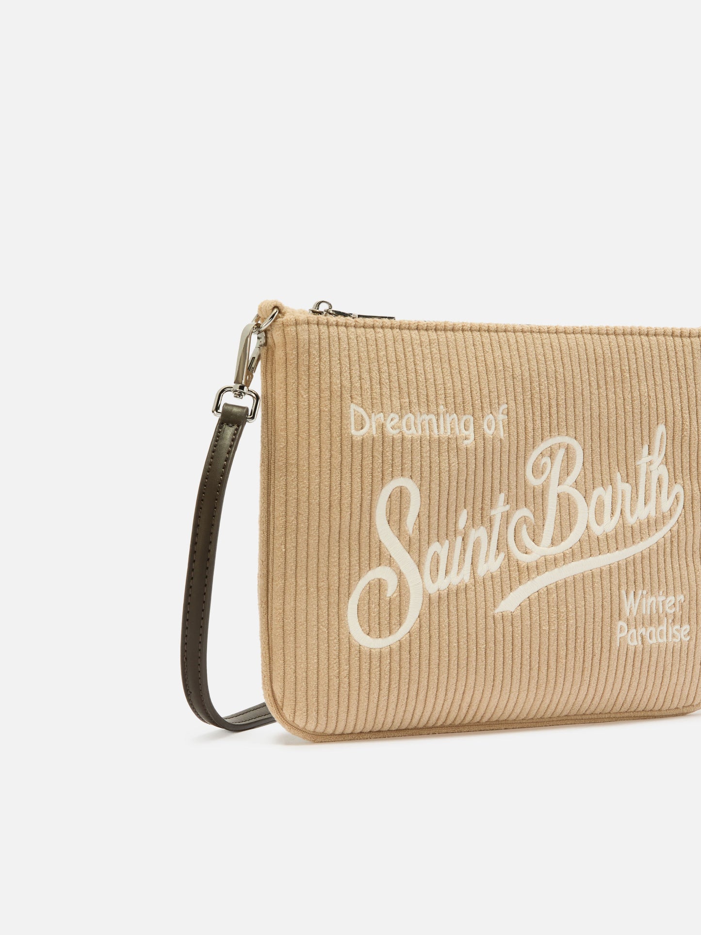 Parisienne Corduroy Crossbody Bag in beige corduroy