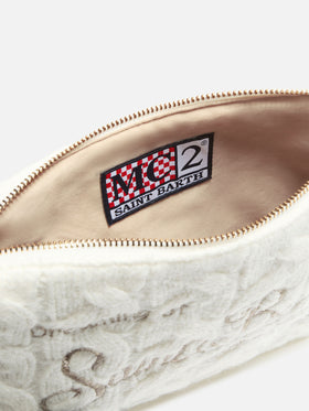 Parisienne Umhängetasche aus weißem, geflochtenem Wollmischgewebe