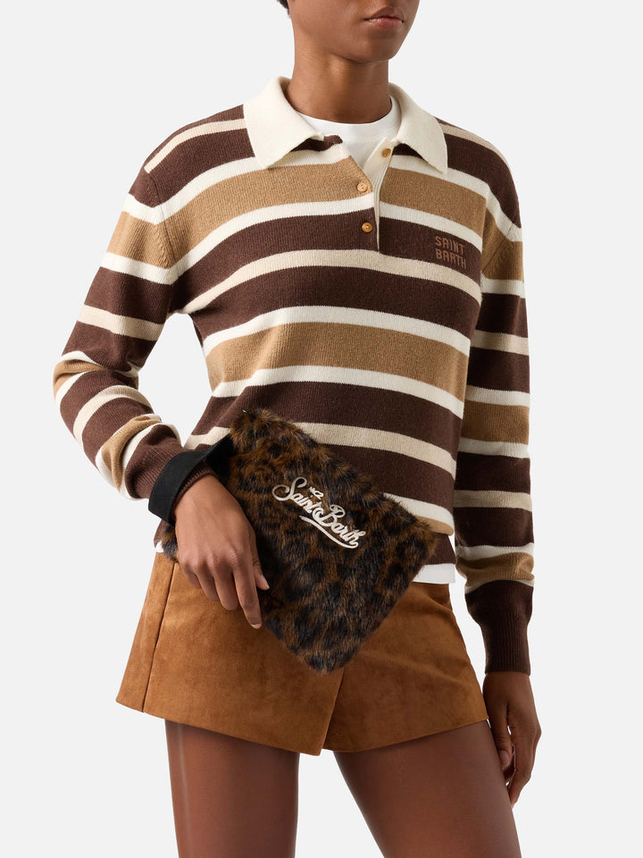 Pareasy de piel sintética pochette con estampado de leopardo 