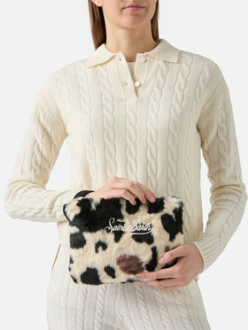 Pareasy Pouch in cow-print faux fur