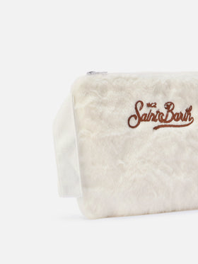 Pochette Pareasy in faux fur bianco